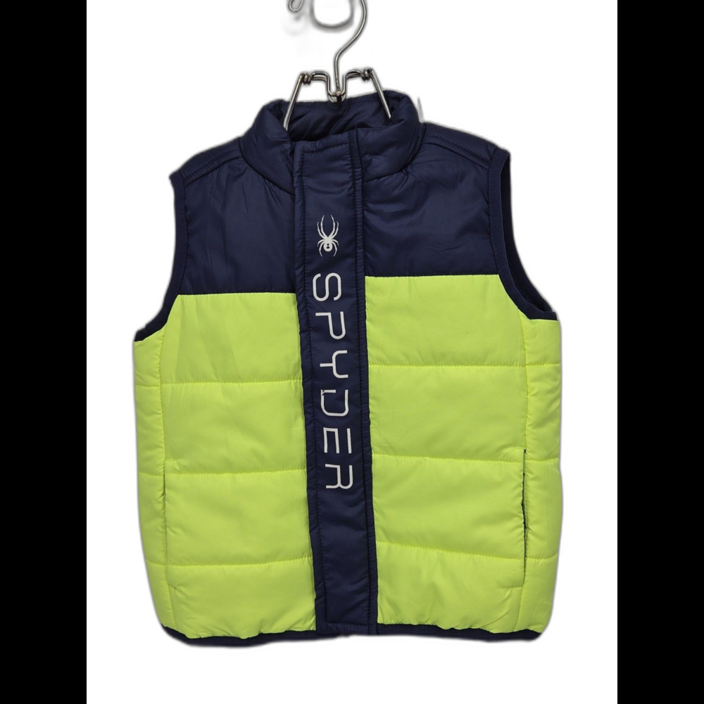 Spyder Puffer Vest Toddler 2T Navy Neon Yellow Colorblock Full Zip